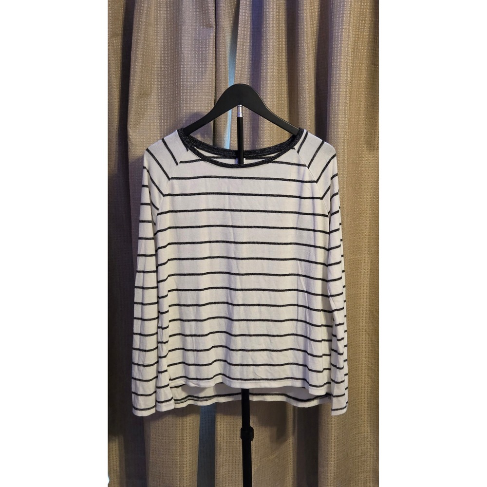 Old‎ Navy Long Sleeve Striped T-Shirt Women's Small White Black Spandex Blend